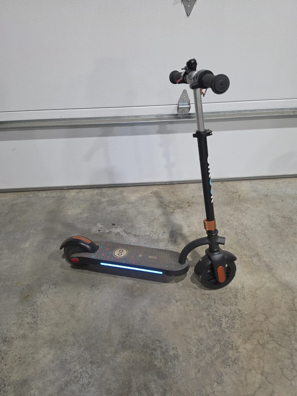 Kids Electric Scooter in Black and Orange - Lightweight Foldable Ride-On
